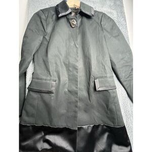 Coach Full Button Long Dress Coat Black‎ Raincoat Size 2